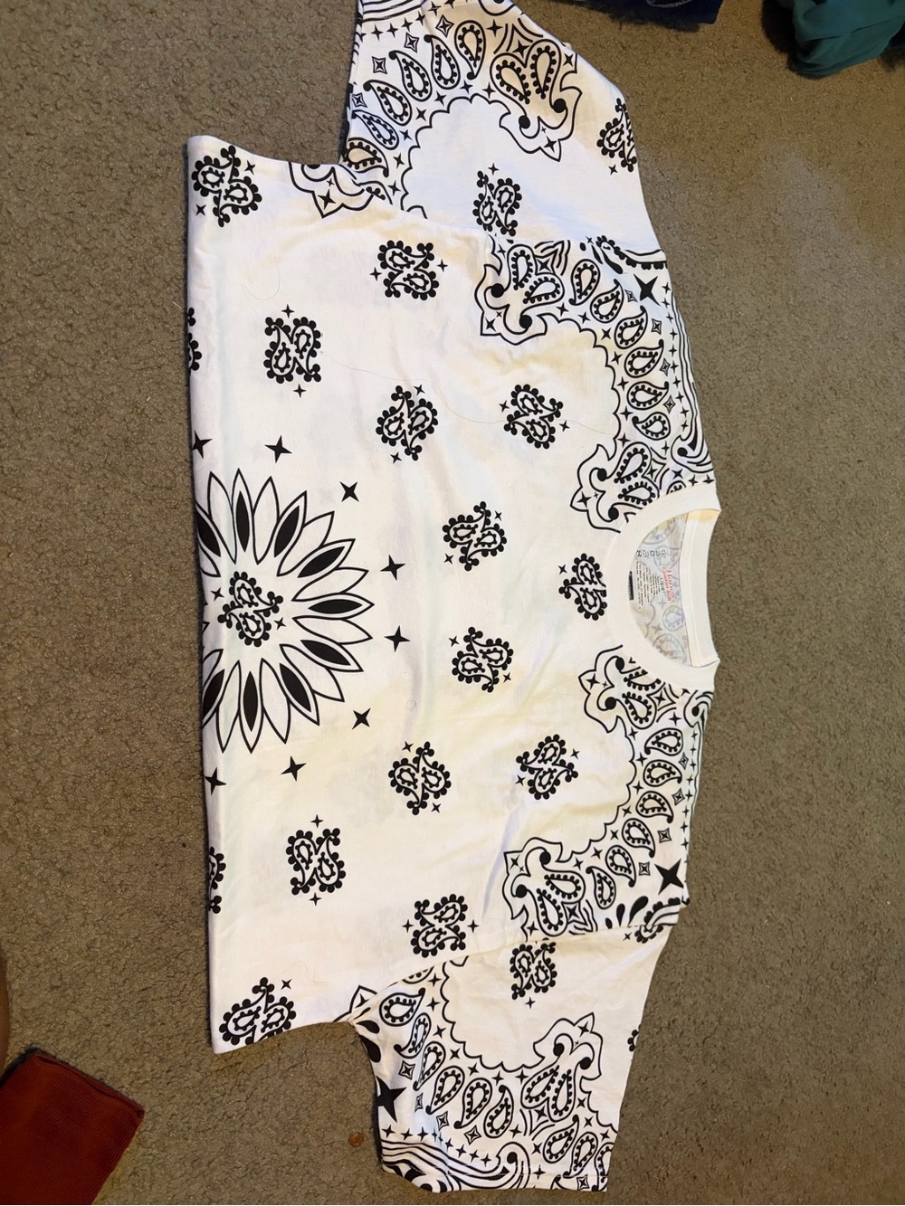 Supreme White and Black Bandana Print T-Shirt